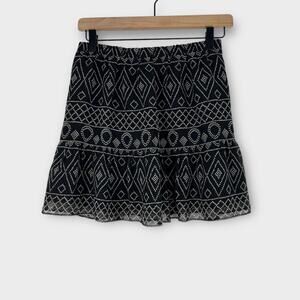 Madewell Women’s Size XS Black White Caravan Printed Flowy Mini Skirt New